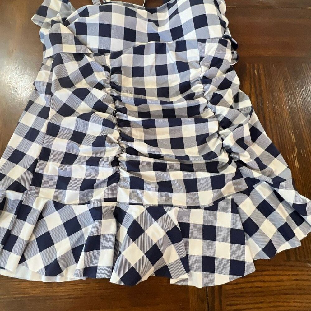 Torrid Blue Checkered Halter One Piece Swimsuit Plus Size 2 - Picture 6 of 11